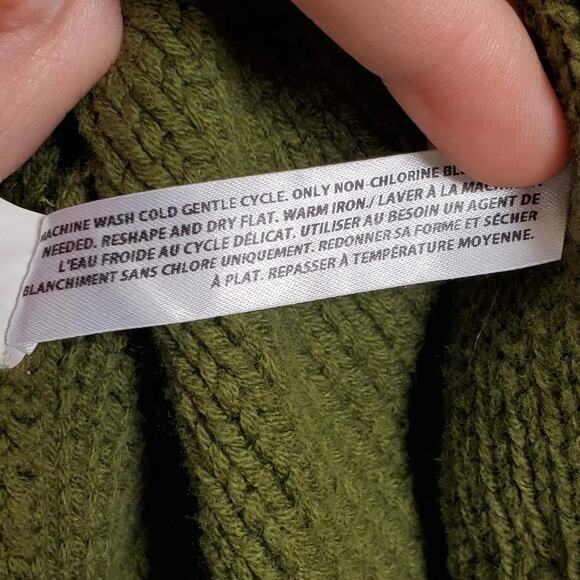 Old Navy Cable Knit Sweater Olive Green Wrap Neckline Women Size M - Picture 6 of 7